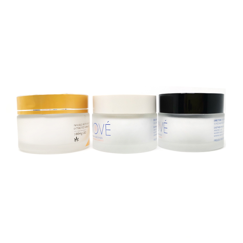 round 100ml aluminium lid clear matte glass pomade jar