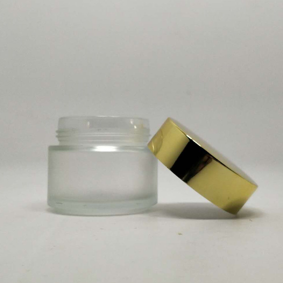 round 100ml aluminium lid clear matte glass pomade jar