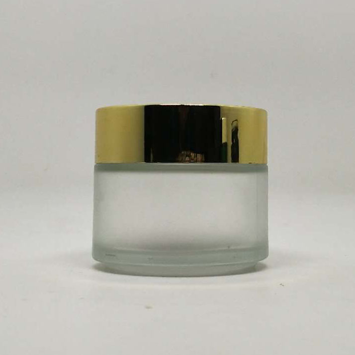 round 100ml aluminium lid clear matte glass pomade jar
