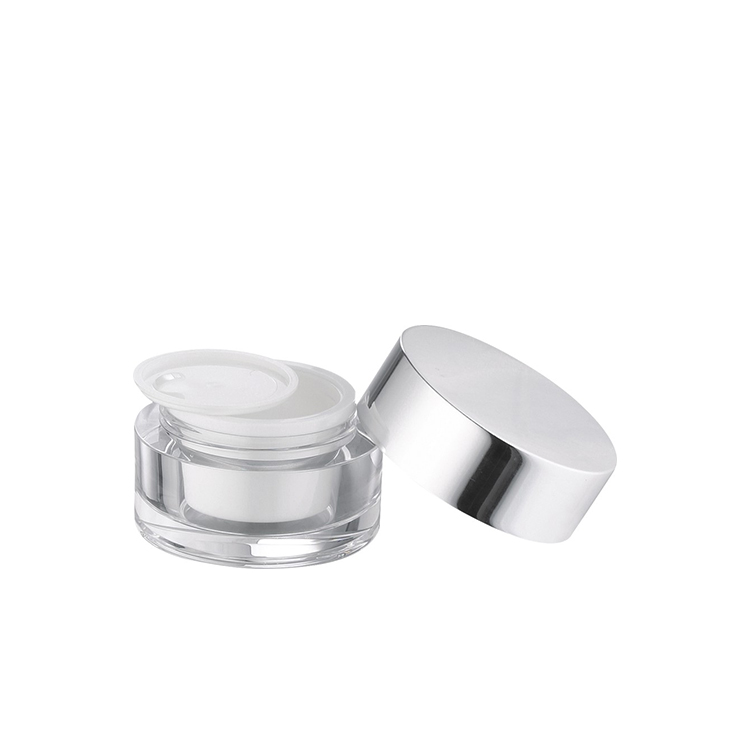 round 15ml 30ml 50ml double wall cosmetic jar with silver lid