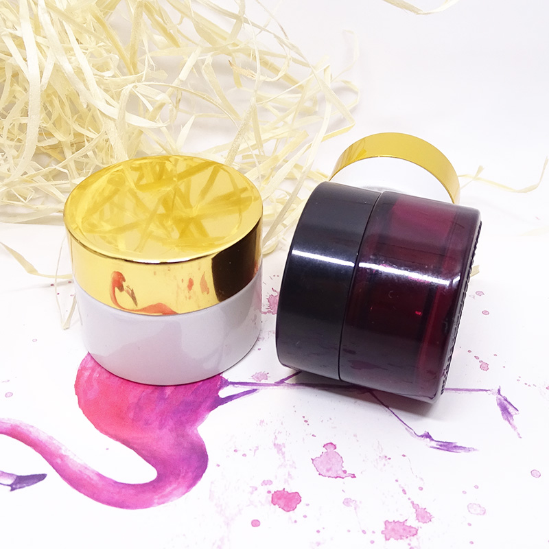 round 2 oz ounce 60g cosmetic face cream cleaning mask container 60ml matte frosted amber glass jar