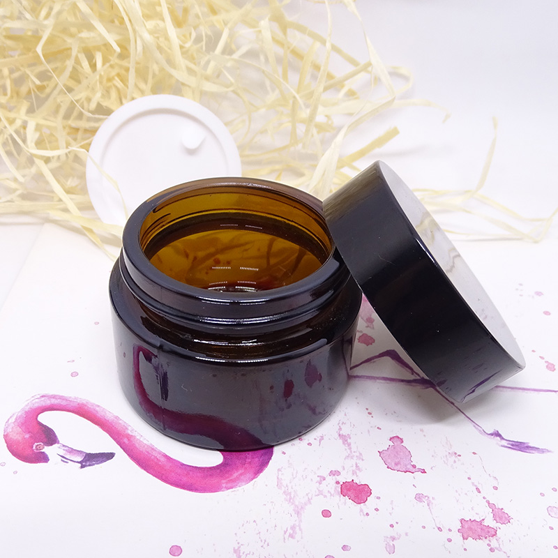round 2 oz ounce 60g cosmetic face cream cleaning mask container 60ml matte frosted amber glass jar
