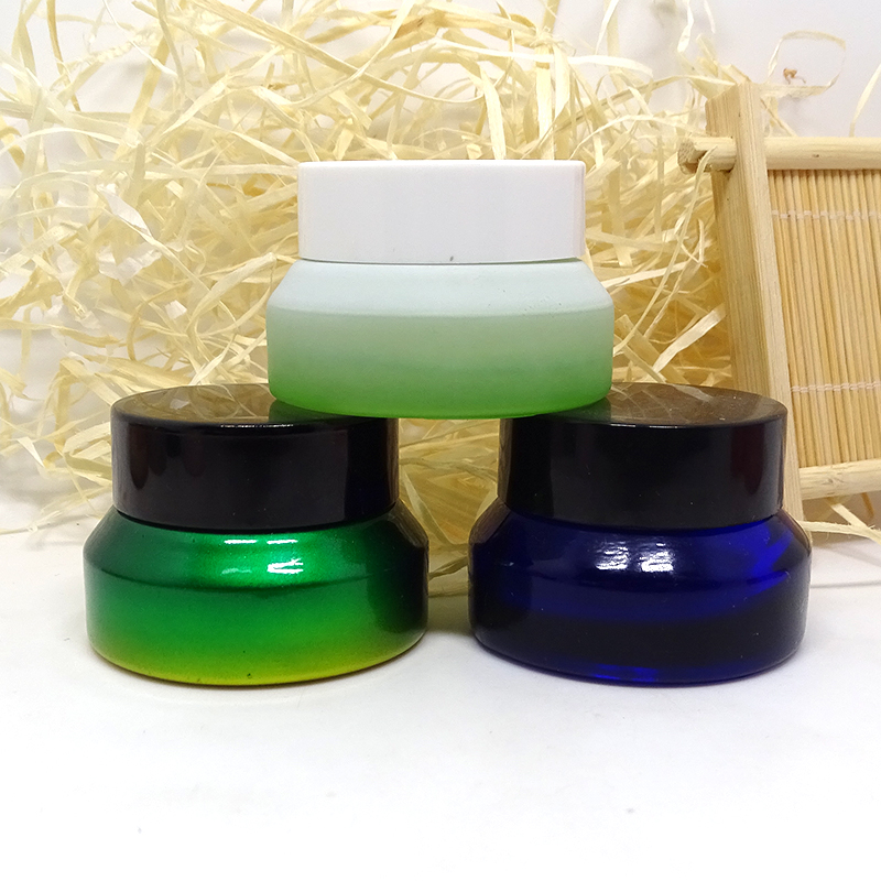 round 50ml skin cleaning mask custom pink glass frosted cosmetic jar