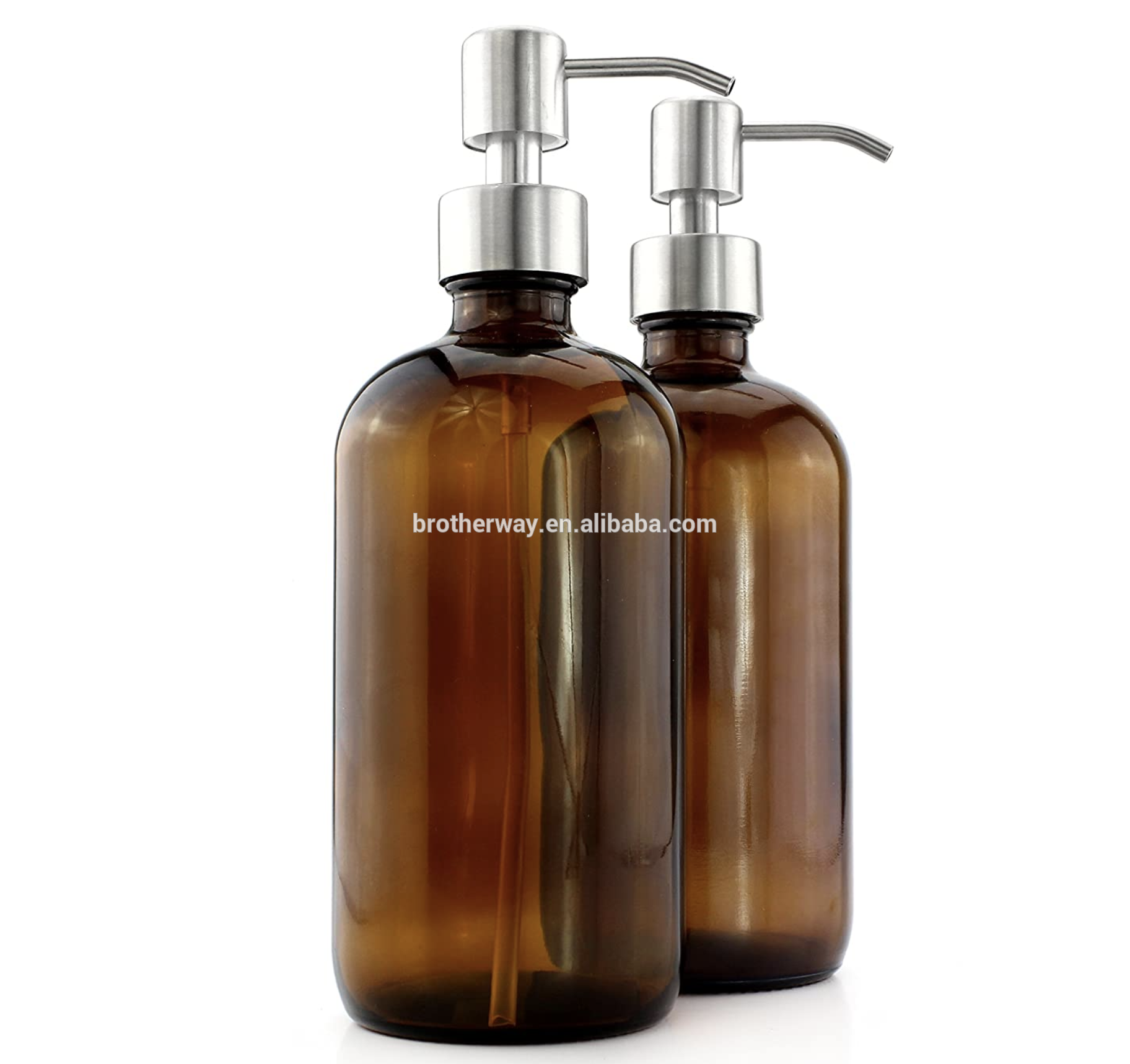 round Amber Foam Soap Dispenser Glass Lotion Bottle With  Pump Spray