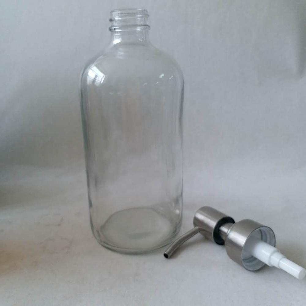 round Amber Foam Soap Dispenser Glass Lotion Bottle With Pump Spray