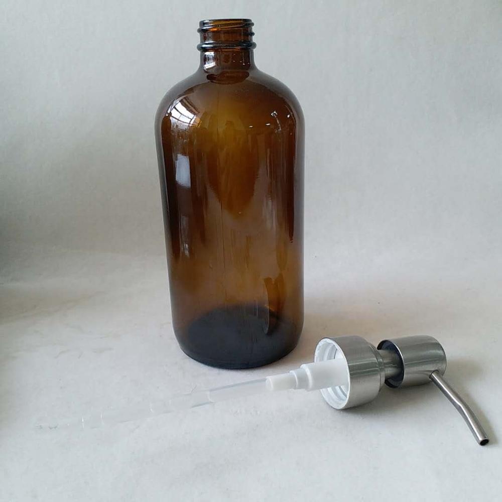 round Amber Foam Soap Dispenser Glass Lotion Bottle With Pump Spray