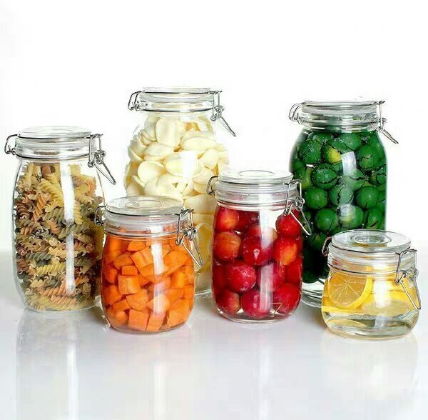 round Glass Jar with Clip lock glass storage tank sealed tank buckle food bottle