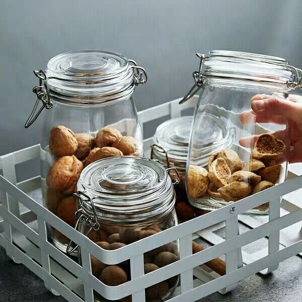 round Glass Jar with Clip lock glass storage tank sealed tank buckle food bottle