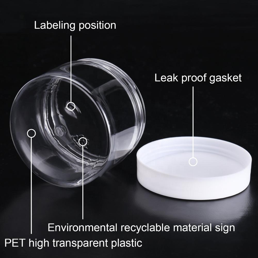 round clear leak proof plastic Container Jars slime storage egg packaging with metal plastic cap