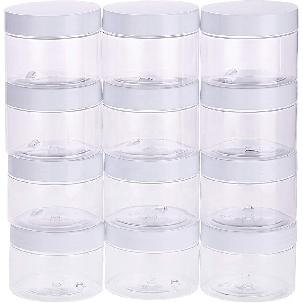 round clear leak proof plastic Container Jars slime storage egg packaging with metal plastic cap