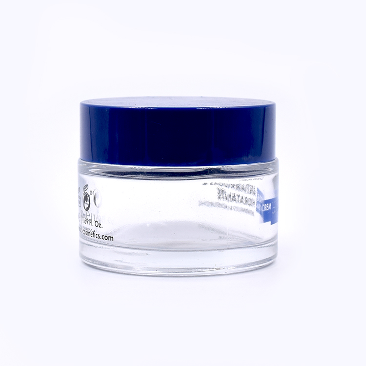 round cosmetic containers with plastic lid 10g 20g 30g 50g 100g small custom clear printing jar with blue plastic lid