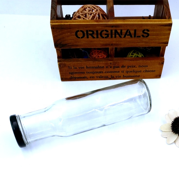 round drinks packaging Clear 250ml Vintage Style 8oz empty glass beverages bottle for for Storing milk cold pressed Juice Water