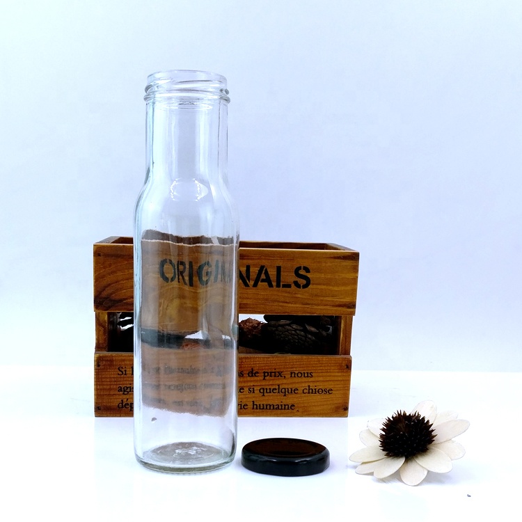 round drinks packaging Clear 250ml Vintage Style 8oz empty glass beverages bottle for for Storing milk cold pressed Juice Water