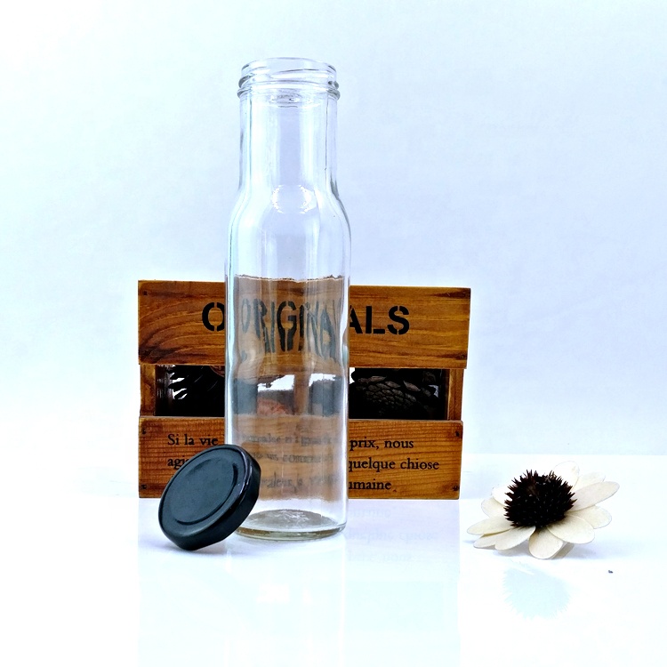 round drinks packaging Clear 250ml Vintage Style 8oz empty glass beverages bottle for for Storing milk cold pressed Juice Water