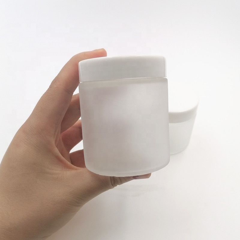 round face mist matte skin cream bottle 60ml frost glass jar weeds herbs black white smooth plastic screw silver aluminum lid