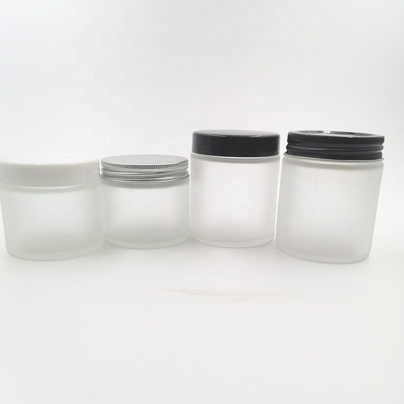 round face mist matte skin cream bottle 60ml frost glass jar weeds herbs black white smooth plastic screw silver aluminum lid