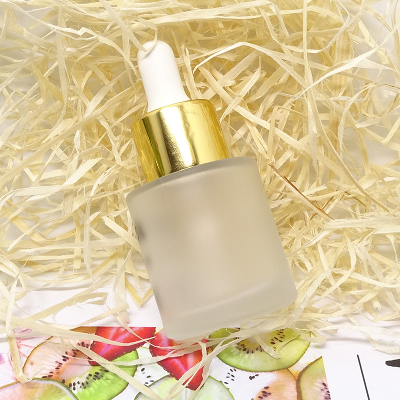 round flat shoulder cosmetic frosted glass serum dropper bottle 20ml