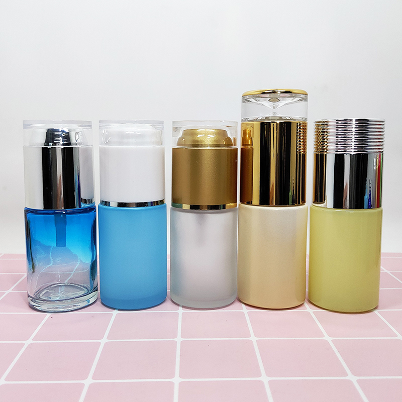 round flat shoulder cosmetic frosted glass serum dropper bottle 20ml