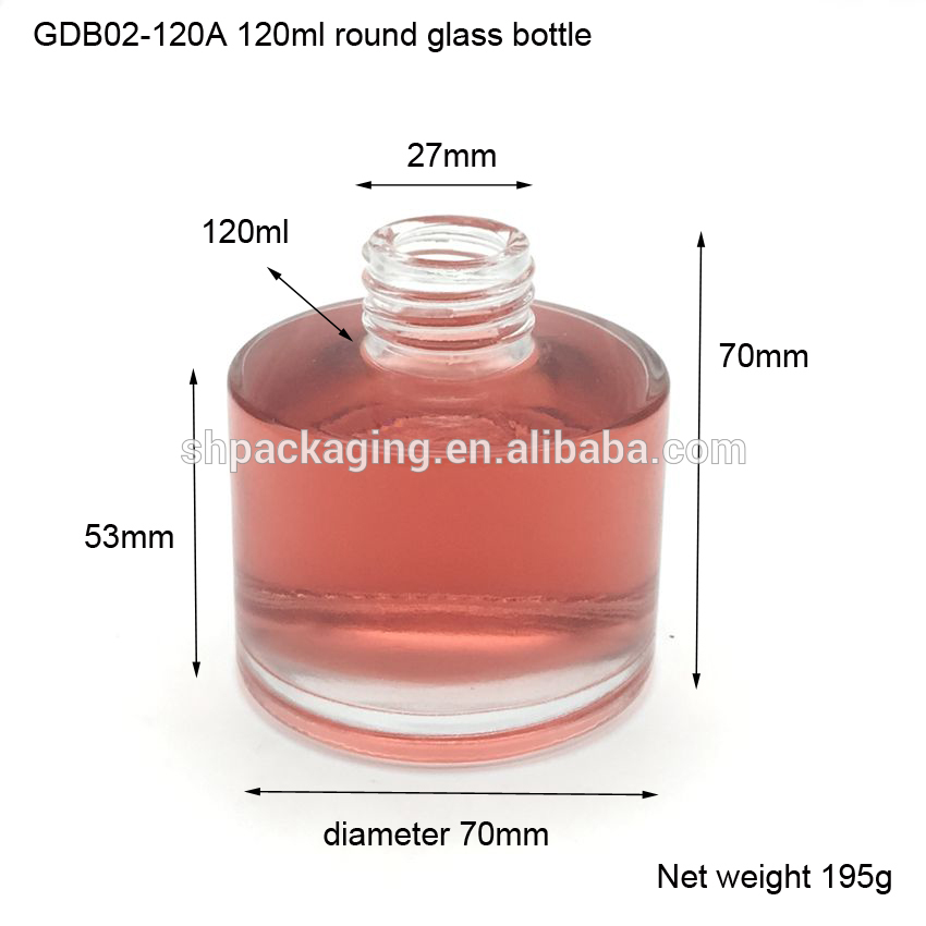 round glass bottle 28/410 aluminium cap 100ml oil diffuser for aromatherapy