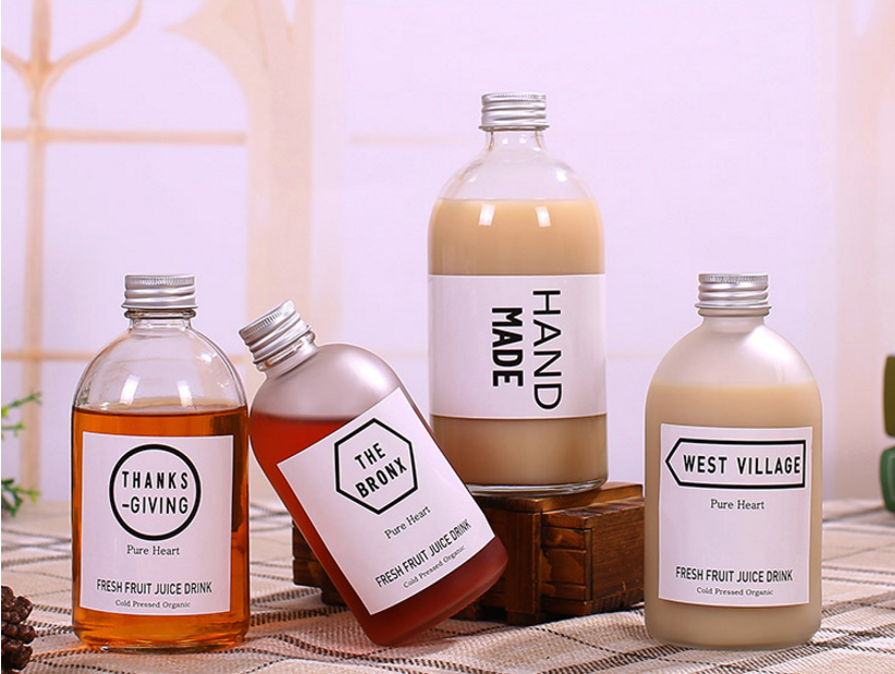 round new design kombucha coffee cold juice beverage glass bottle with custom cap BPA free tritan 350ML12oz for sale