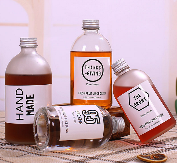 round new design kombucha coffee cold juice beverage glass bottle with custom cap BPA free tritan 350ML12oz for sale