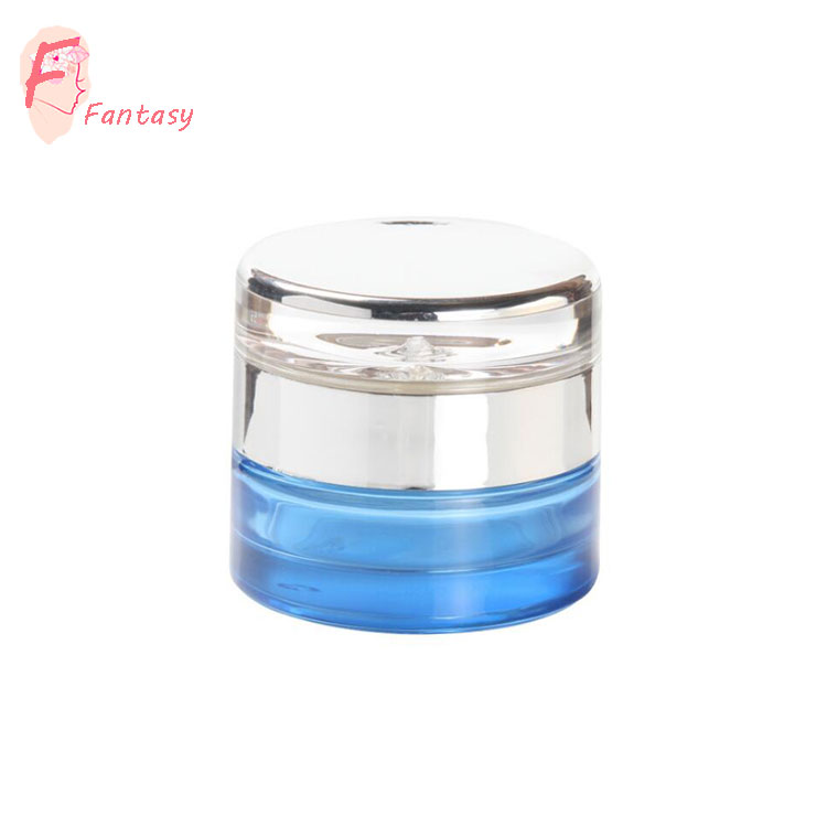 round shape 20ml 30ml 50ml see through blue glass cream container jar with cap