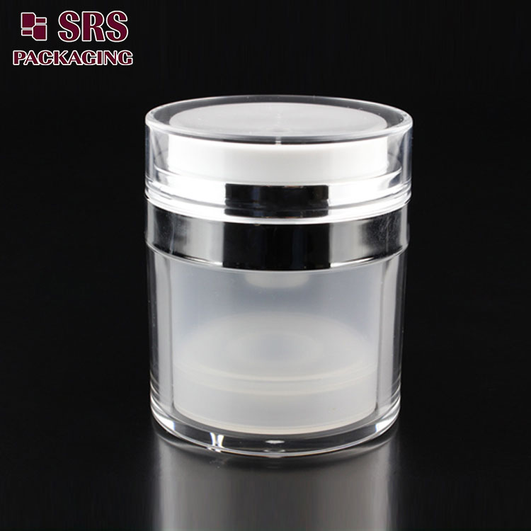 round shape empty acrylic empty airless 50ml cream cosmetic airless pump jar