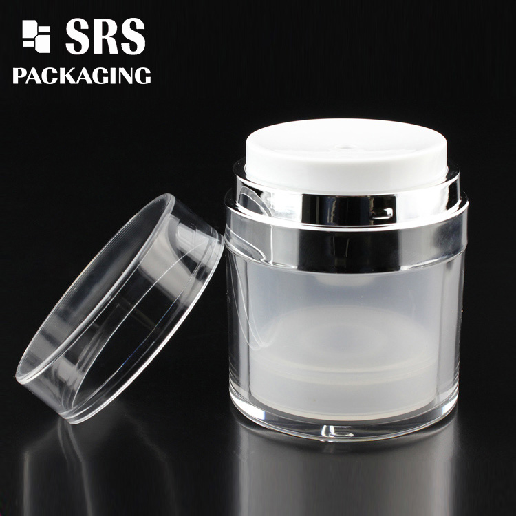 round shape empty acrylic empty airless 50ml cream cosmetic airless pump jar