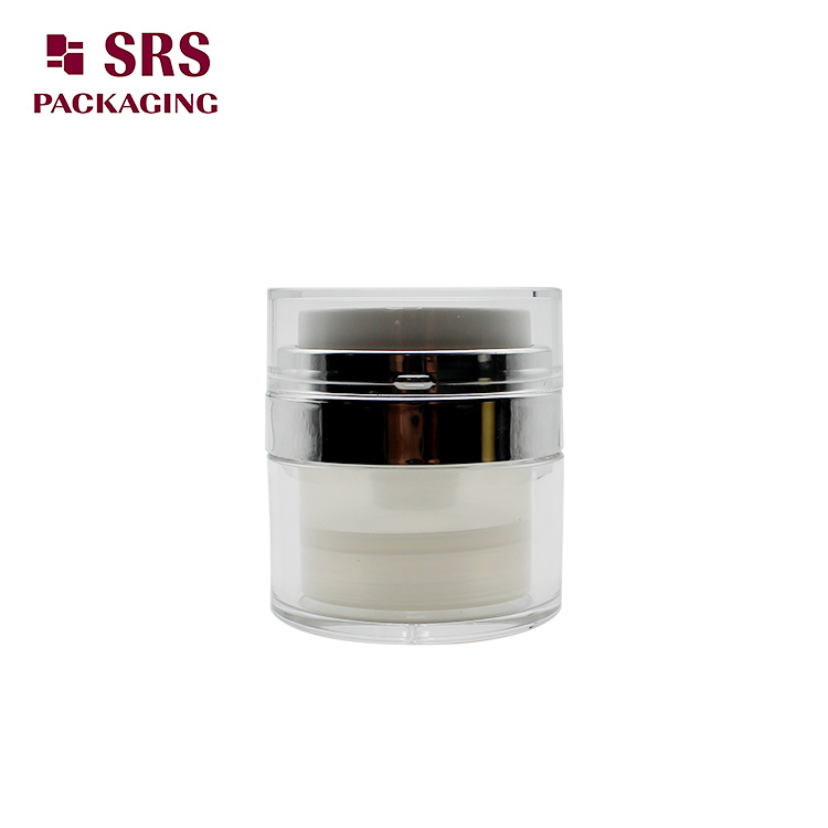 round shape empty acrylic empty airless 50ml cream cosmetic airless pump jar