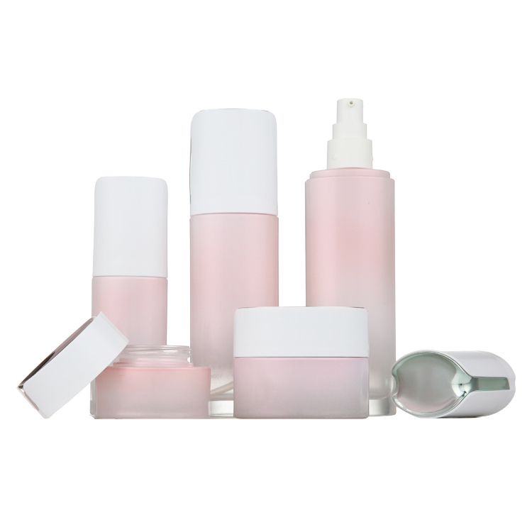 round shape empty glass empty airless cream cosmetic jars and bottles