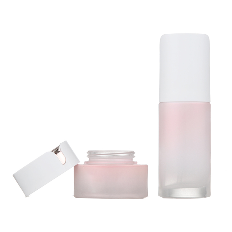 round shape empty glass empty airless cream cosmetic jars and bottles