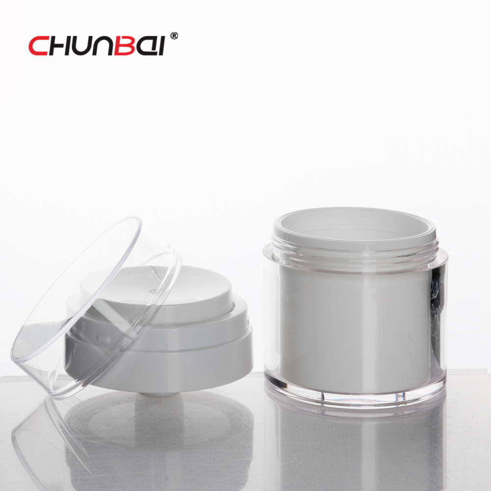 round shape plastic packaging acrylic cosmetic cream jar with screw cap