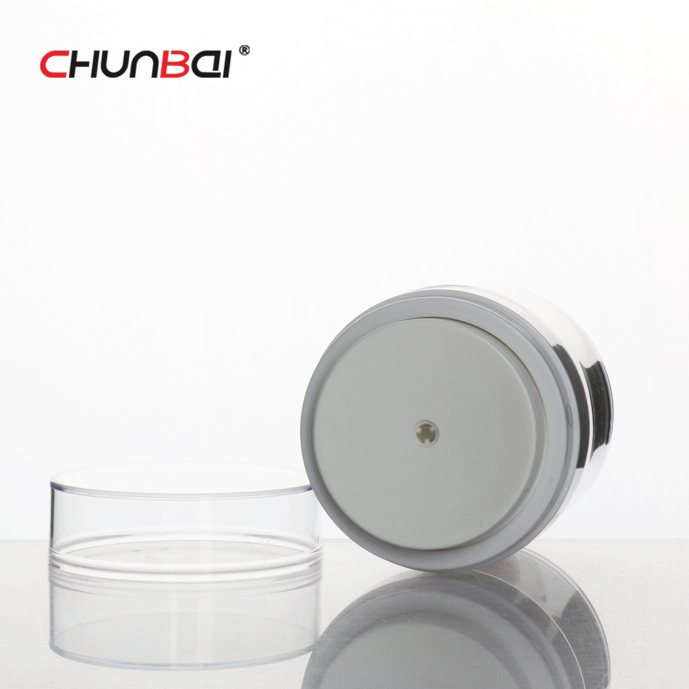 round shape plastic packaging acrylic cosmetic cream jar with screw cap