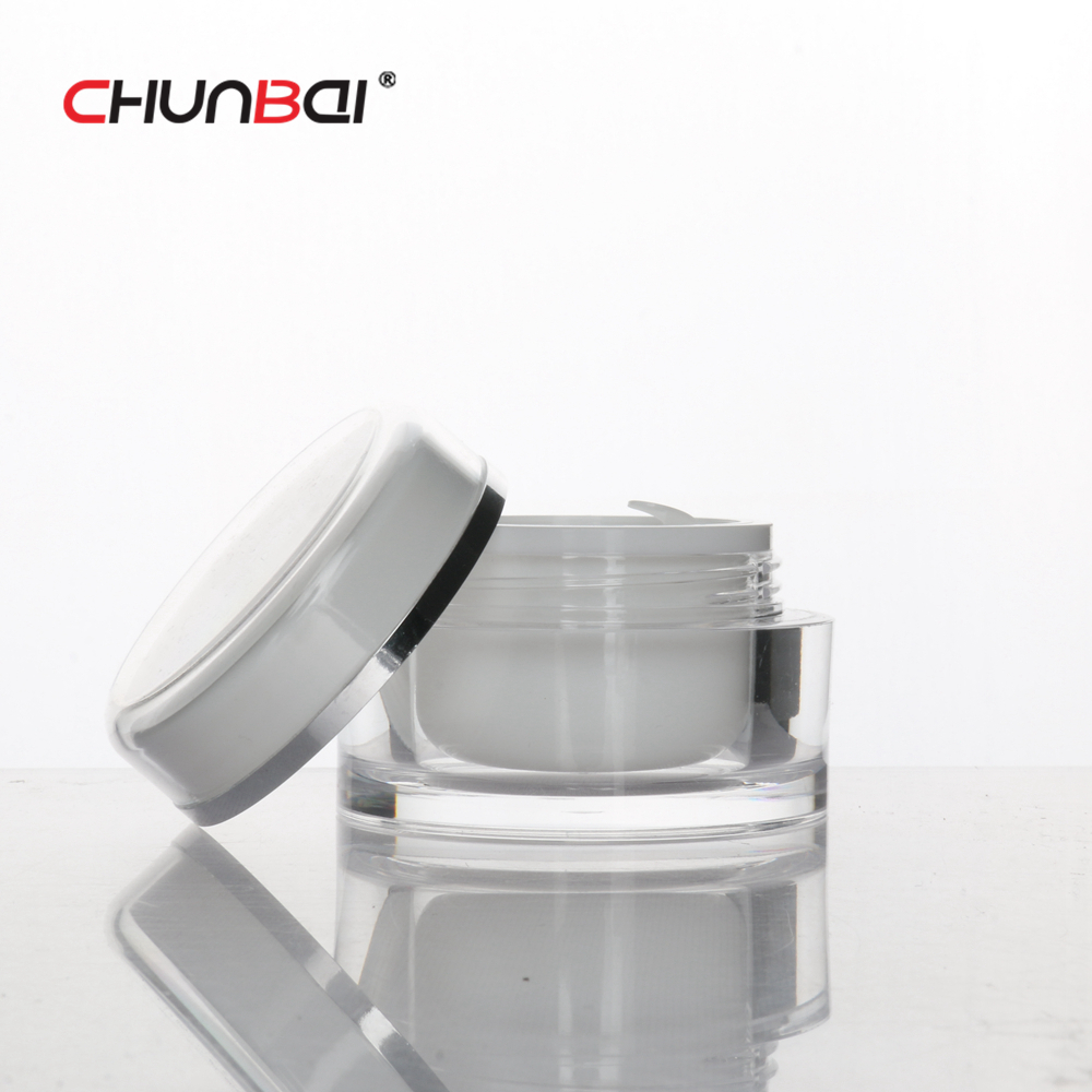 round shape plastic packaging acrylic cosmetic cream jar with screw cap