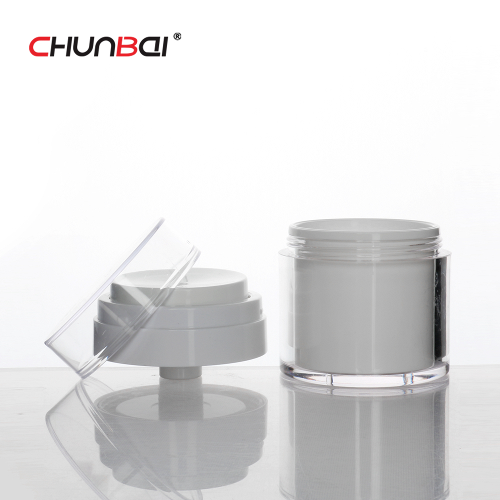 round shape plastic packaging acrylic cosmetic cream jar with screw cap