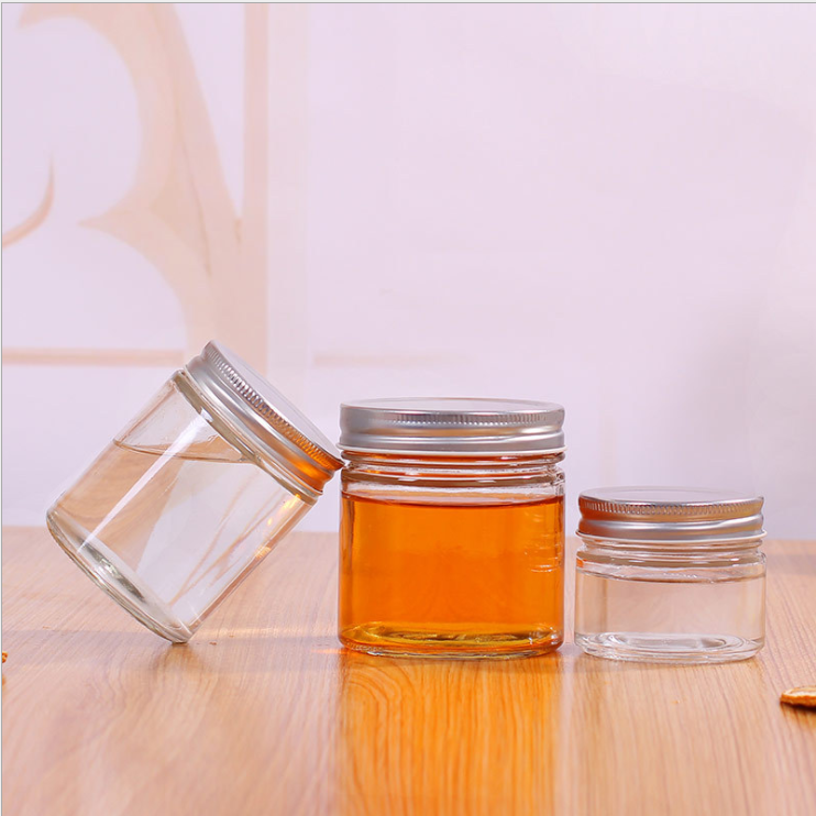round shape with aluminum cap BPA free glass jars in bulk