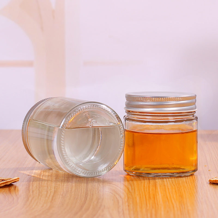 round shape with aluminum cap BPA free glass jars in bulk