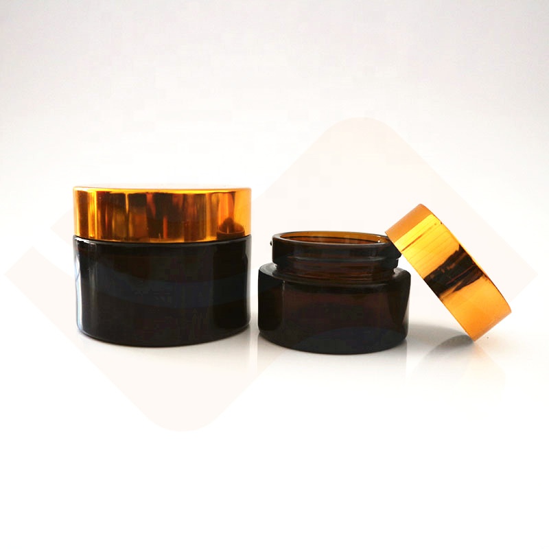 sale 50g clear amber cosmetic cream glass jar with gold lid