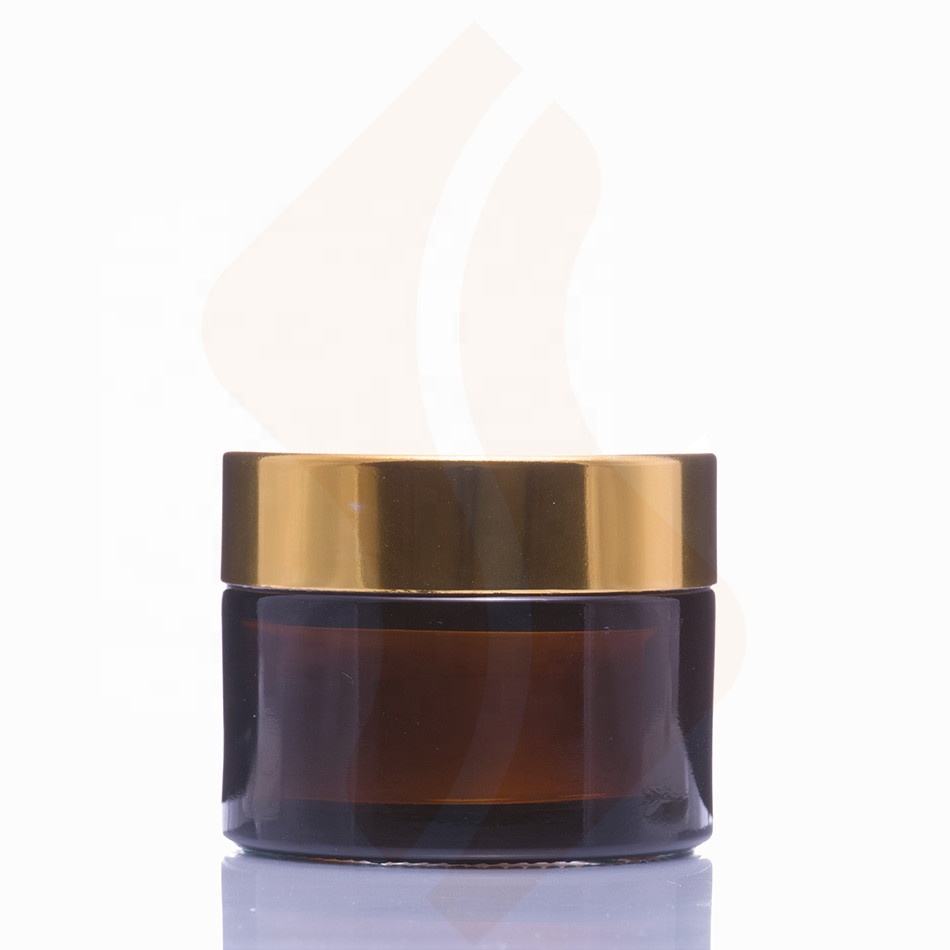 sale 50g clear amber cosmetic cream glass jar with gold lid