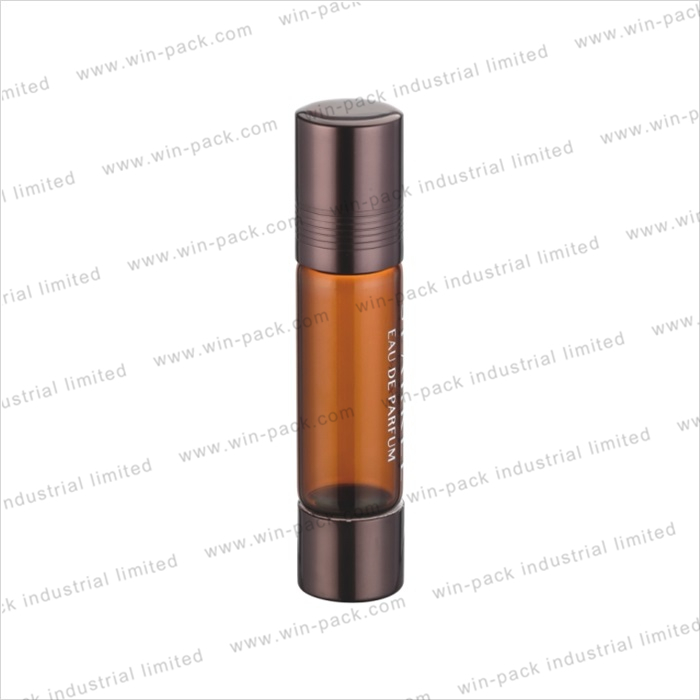 sample cosmetic 6ml amber glass double ends bottle with stopper and roller ball for perfume or essential oils