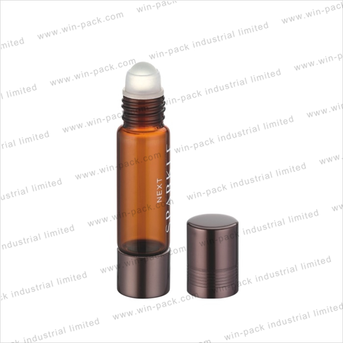 sample cosmetic 6ml amber glass double ends bottle with stopper and roller ball for perfume or essential oils