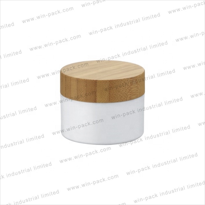 sample free 30g white plastic skin care cream storage jar with bamboo lid