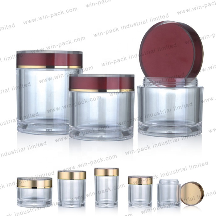 sample free Eco friendly acrylic cosmetic face cream jar big capacity 100g 200g 300g 600g containers for body butter
