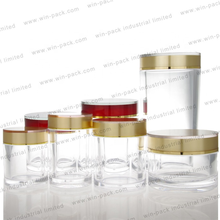 sample free Eco friendly acrylic cosmetic face cream jar big capacity 100g 200g 300g 600g containers for body butter