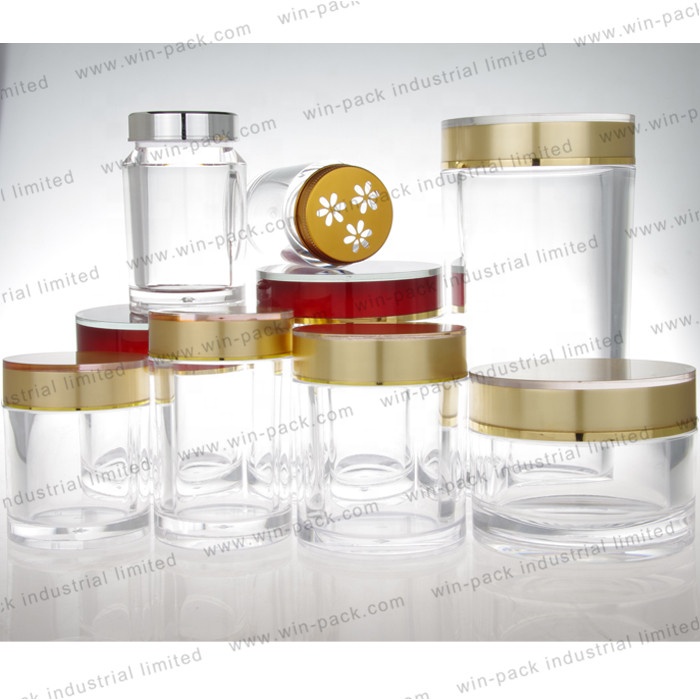 sample free Eco friendly acrylic cosmetic face cream jar big capacity 100g 200g 300g 600g containers for body butter