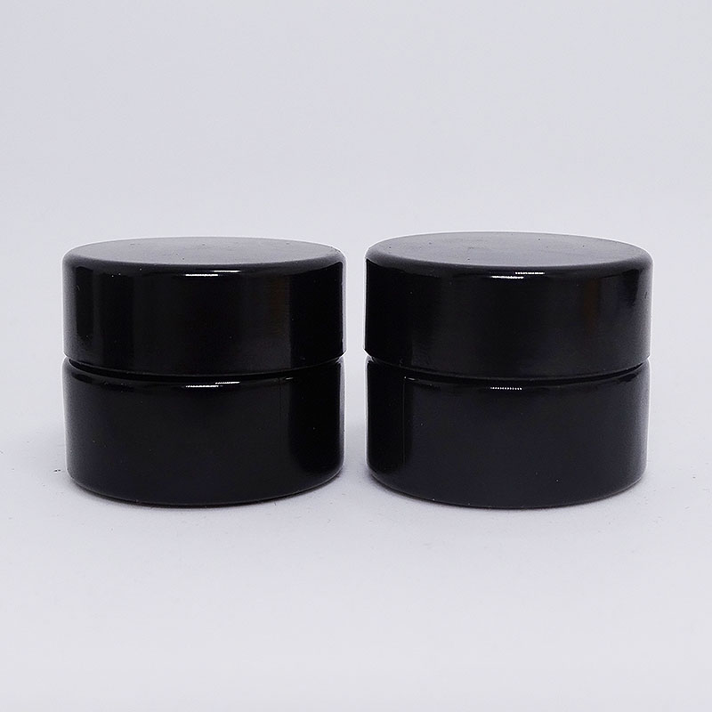 screw cap thick wall luxury cosmetic packaging cream black dark violet glass jar