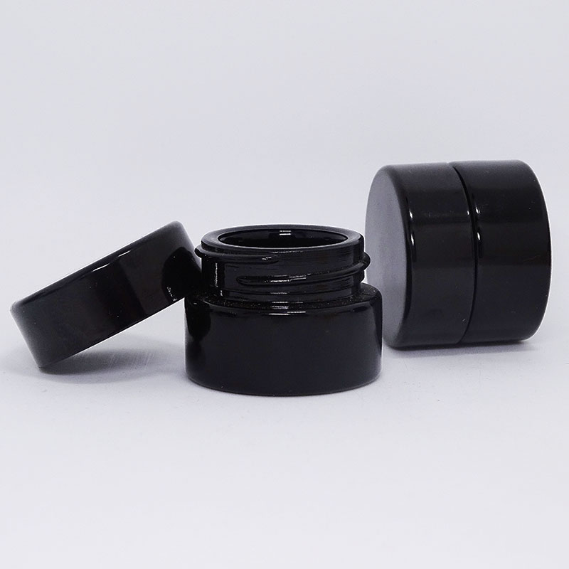 screw cap thick wall luxury cosmetic packaging cream black dark violet glass jar