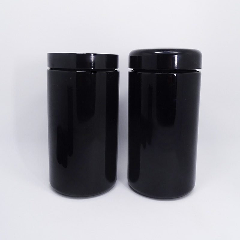 screw cap thick wall luxury cosmetic packaging cream black dark violet glass jar