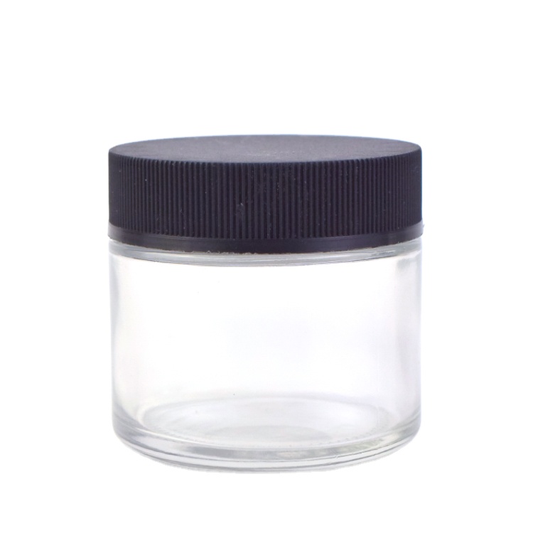 screw lid Clear round glass jar 2oz 3oz