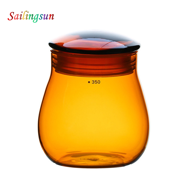 sealed airtight design handcraft pyrex amber glass tea coffee bean canister
